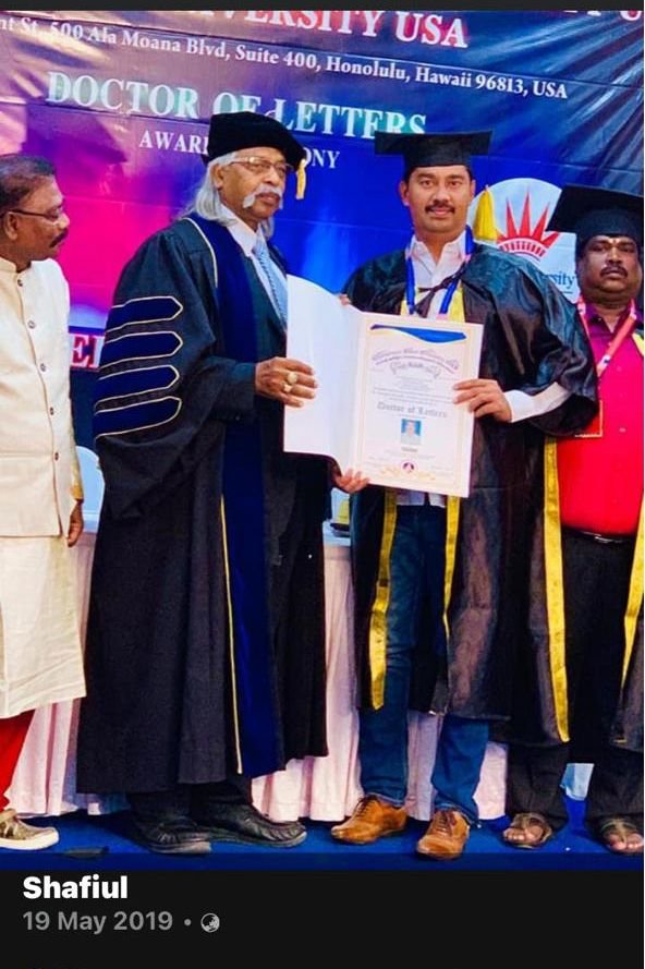 Our MD has received Doctorate for Zari Analysis